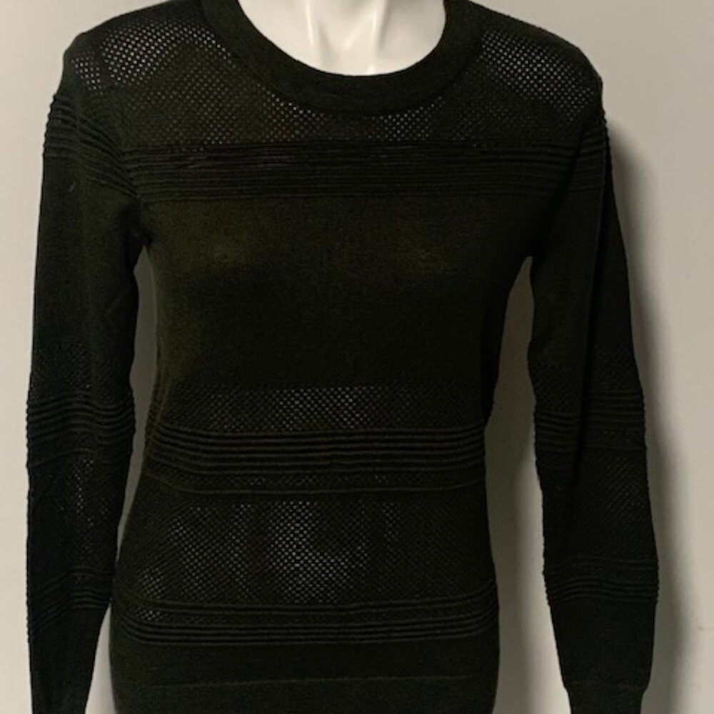 MARKET & SPRUCE GREEN OPEN WEAVE SWEATER TOP XS